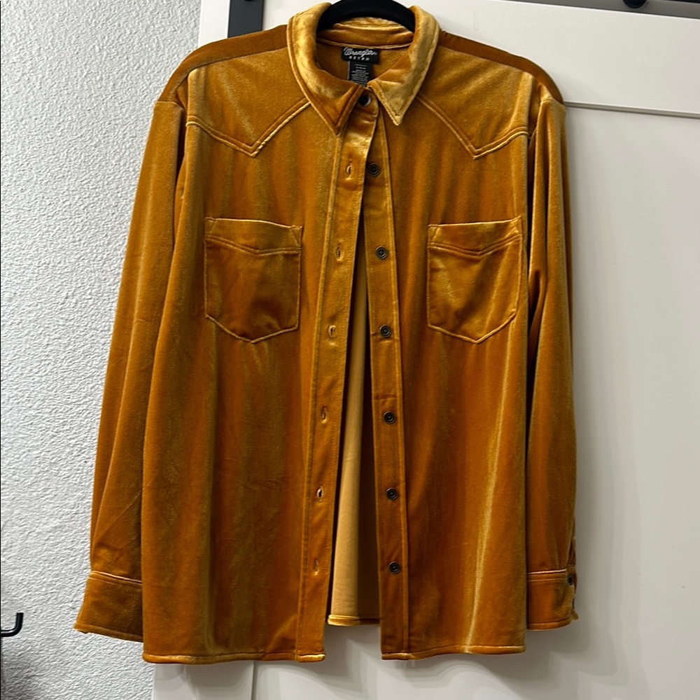 Women’s Velvet Button-Up Jacket - Gold